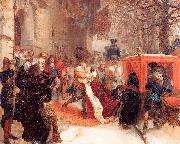 Gustav Adolph Greets his Wife outside Hanau Castle in January 1632 Adolph von Menzel